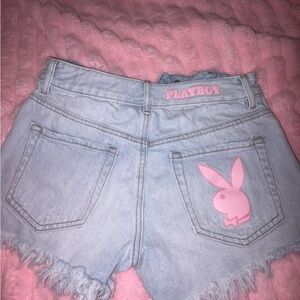 PACSUN Playboy Women's Light Blue Denim Shorts
